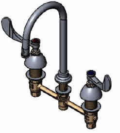 T&S Brass - B-2865-LF05 - 8-inch c/c Concealed Mixing Faucet, 4-inch Wrist Handles, 1/2 GPM Flow Cartridges, Stream Regulator