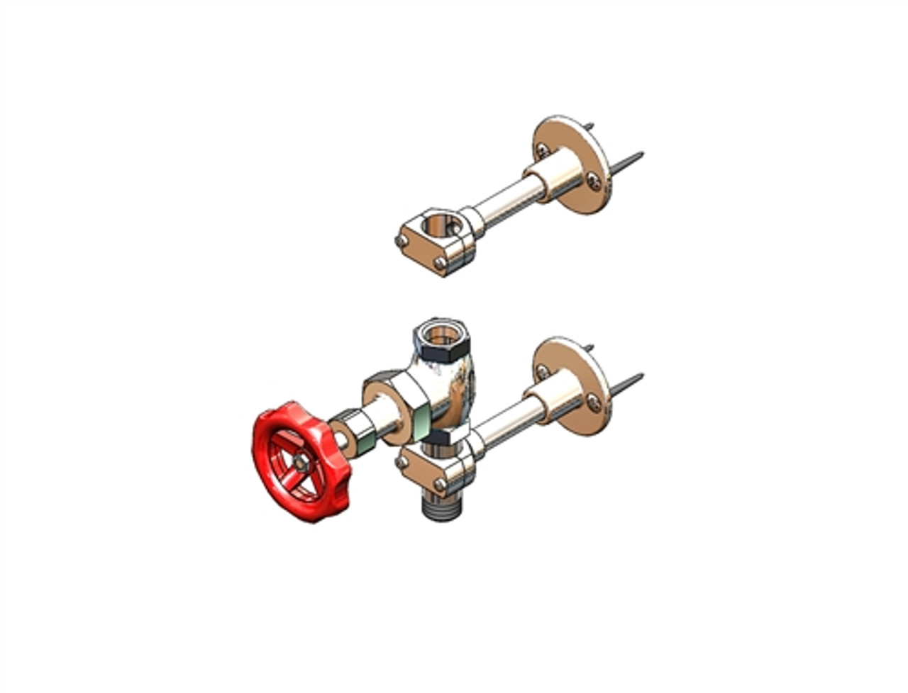 T&S Brass MV-1907-11C - 1/2" Cp Globe Valve, Nipple, & (2) Brackets T&S Brass MV-1907-11C - 1/2" Cp Globe Valve, Nipple, & (2) Brackets