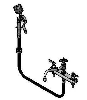 T&S Brass B-1152-092A - Workboard Faucet, Deck Mount, 8" Centers, 8" Swing Nozzle W/ Diverter, B-0044-H &