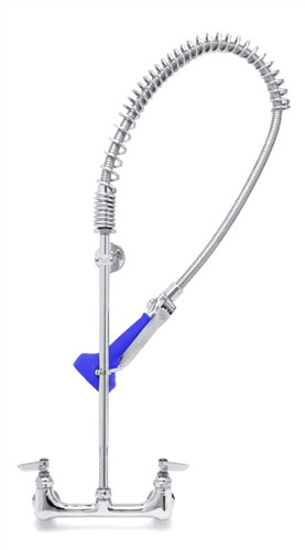 T&S Brass - B-0133-B08C - Easy Install Pre-Rinse Faucet - 8-inch c/c WALL MOUNT, 1/2-inch NPT FE.INLETS, 18-inch RISER, LOW-FLOW SPRAY VALVE