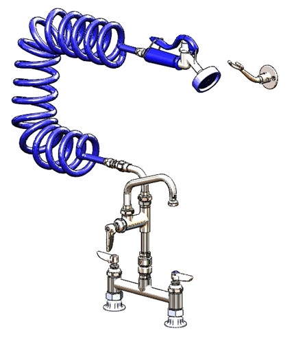 T&S Brass - PG-8DSAV-06 - PET GROOM:DECK MNT, VB, B-155, 034A, 6-inch SW NZL, ALUM SPRAY