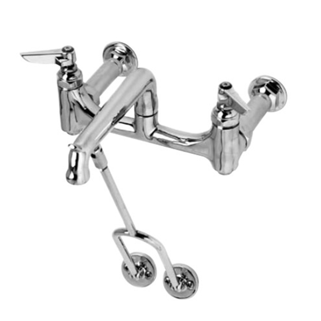 T&S Brass - B-0650-BSTP - Service Sink Faucet, Wall Mount, 8-inch Centers, Built-In Stops, Wall Brace, Polished Chrome T&S Brass - B-0650-BSTP - Service Sink Faucet, Wall Mount, 8-inch Centers, Built-In Stops, Wall Brace, Polished Chrome