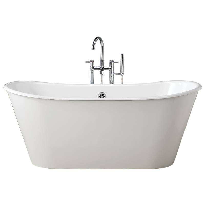 Cheviot 2155-WW IRIS Cast Iron Bathtub, White Interior, White Exterior, White Feet Tub