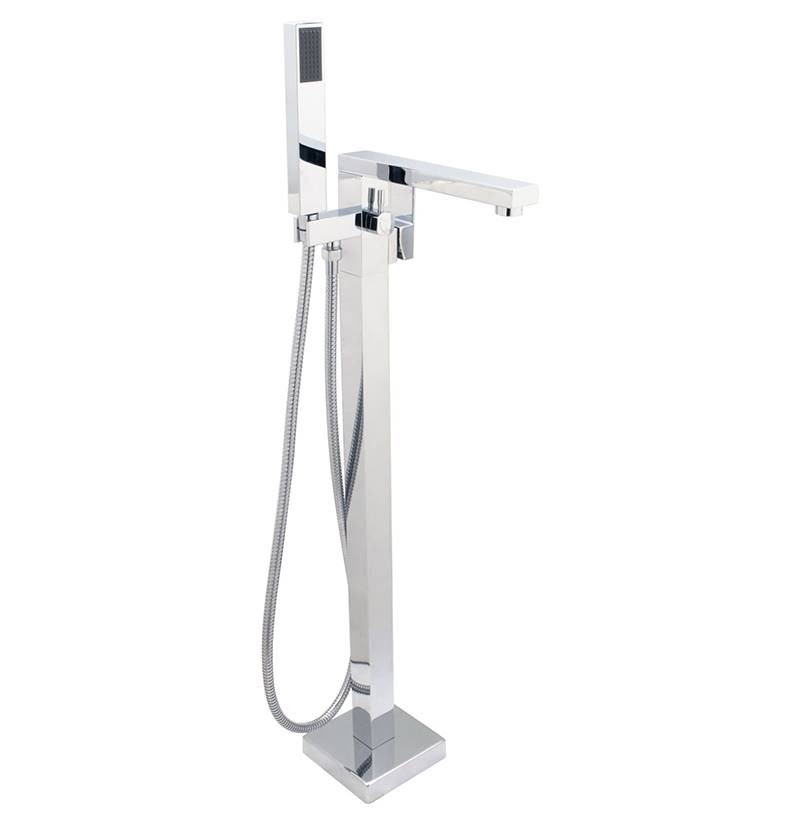 Cheviot 7560-PN SQUARE Free Standing Tub Filler With Hand Shower, Polished Nickel Faucet