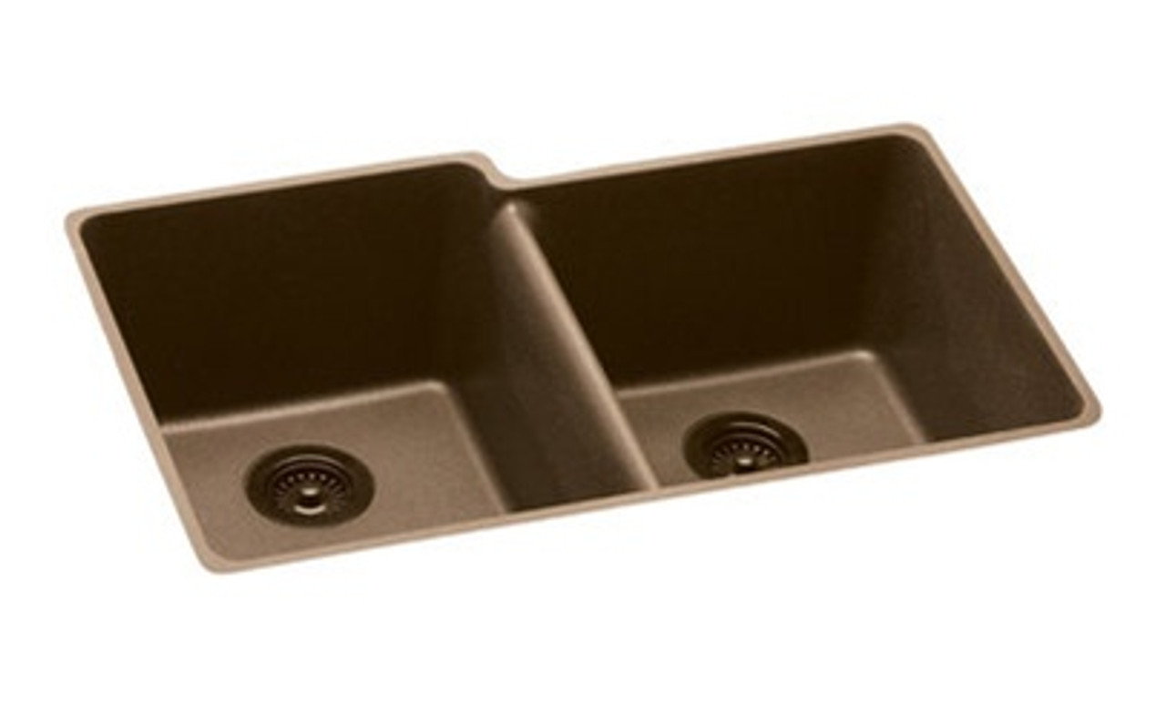 Elkay - ELGU250RMC0 - E-Granite Undermounted Mounted Double Bowl Sink, Mocha
