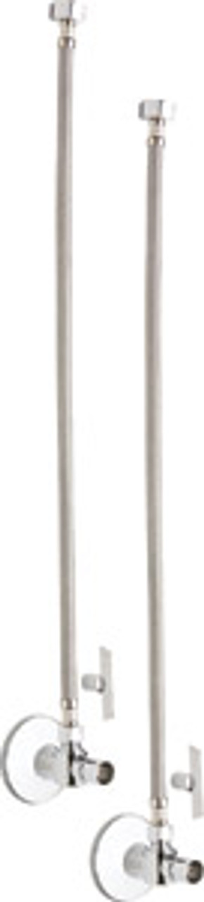 Chicago Faucets STB-21-13-PR-AB - Ball Angle Stop, Loose Key with 20-inch Riser and Wall Flange, 1/2-inch Female NPT x 3/8-inch Compression - One Pair