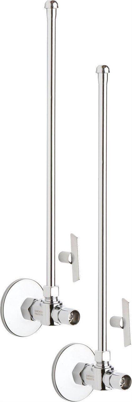 Chicago Faucets STB-31-11-PR-AB - Ball Angle Stop, Loose Key with 12-inch Riser and Wall Flange, 1/2-inch Compression x 3/8-inchCompression - One Pair