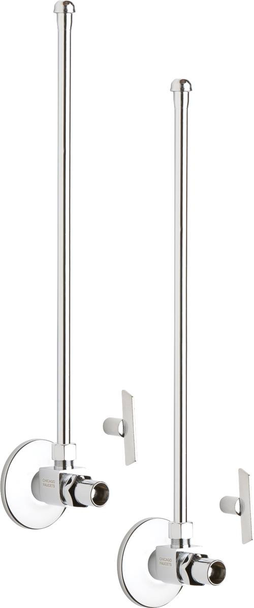 Chicago Faucets STC-21-11-PR-AB - Compression Angle Stop, Loose Key with 12-inch Riser and Wall Flange, 1/2-inch Female NPT x 3/8-inch Compression - One Pair