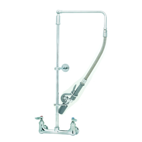 T&S Brass B-0131-CR-BC - Pre-Rinse, Overhead Swivel Arm, Wall Mount, 8-inch C/C, Wall Bracket, B-0107-C & Ceramas