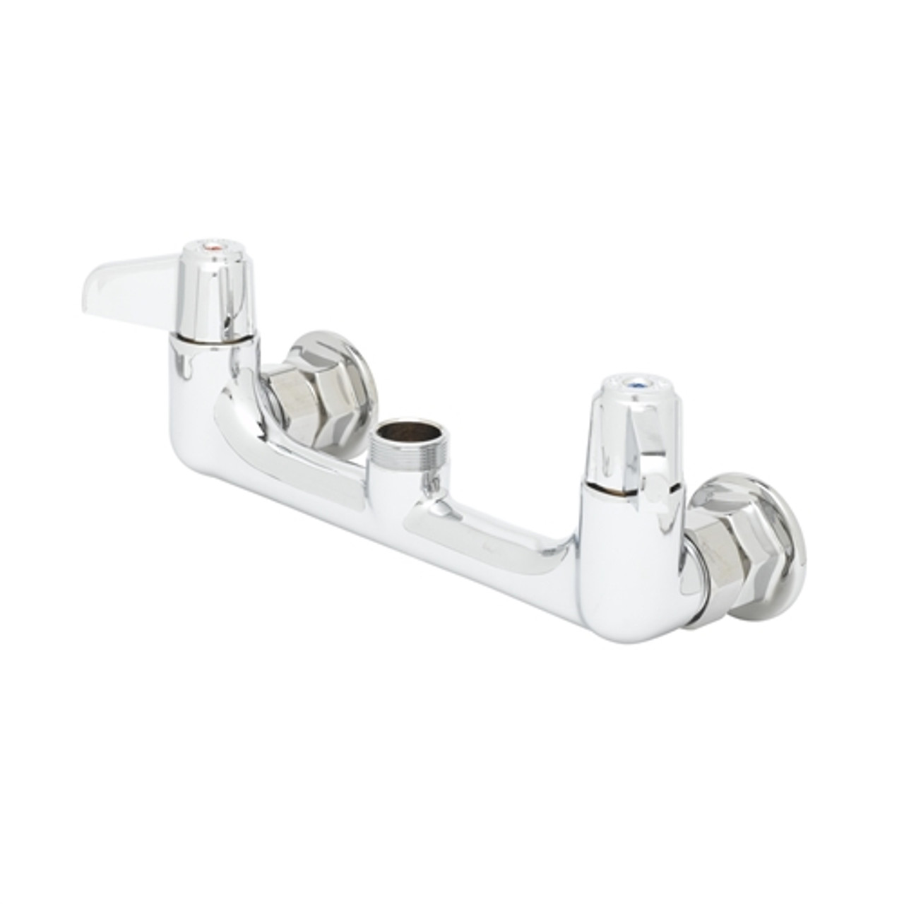 T&S Brass 5F-8WLX00-EE - 8" Wall Mount Faucet, Lever Handles & 00Ee Wall Flanges (Less Nozzle)