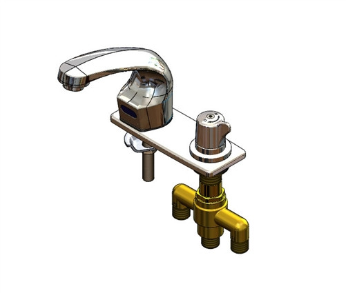 T&S Brass EC-3102-SMT4 - Chekpoint Elec Faucet, Deck Mt, Spout, Side Mt TMV, 4-inch C-C Deck Plate