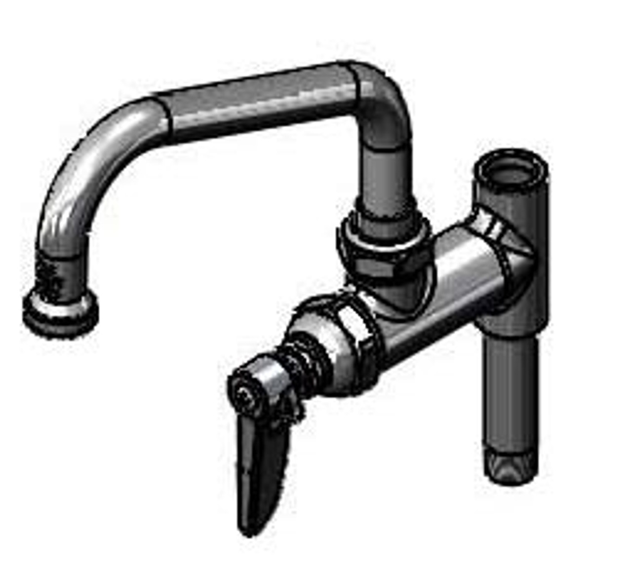 T&S Brass B-0155-05-CR - Add-On Faucet, 6-inch Nozzle, Cerama Cartridge, Lever Handle, 5-inch Nipple/Riser