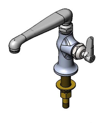 T&S Brass B-0208-CR-HW - Single Temp Deck Mount Faucet W/ Cerama Cartridge, Red (Hw) Index & 6-inch Cast Spout