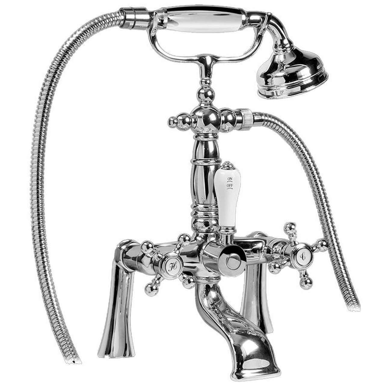Graff - G-3893-C2-SN - Canterbury Collection Exposed Deck-Mounted Tub Filler with Handshower Set Graff - G-3893-C2-SN - Canterbury Collection Exposed Deck-Mounted Tub Filler with Handshower Set