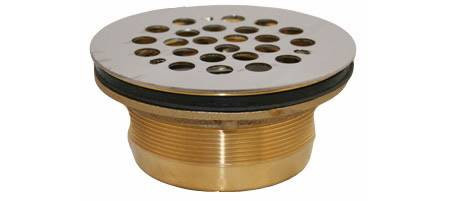 Prier Products - P-310CL-SS - Type Q Brass Shower Drain; 2-inch Caulk w/Gasket, Low Profile, Stainless Steel Strainer