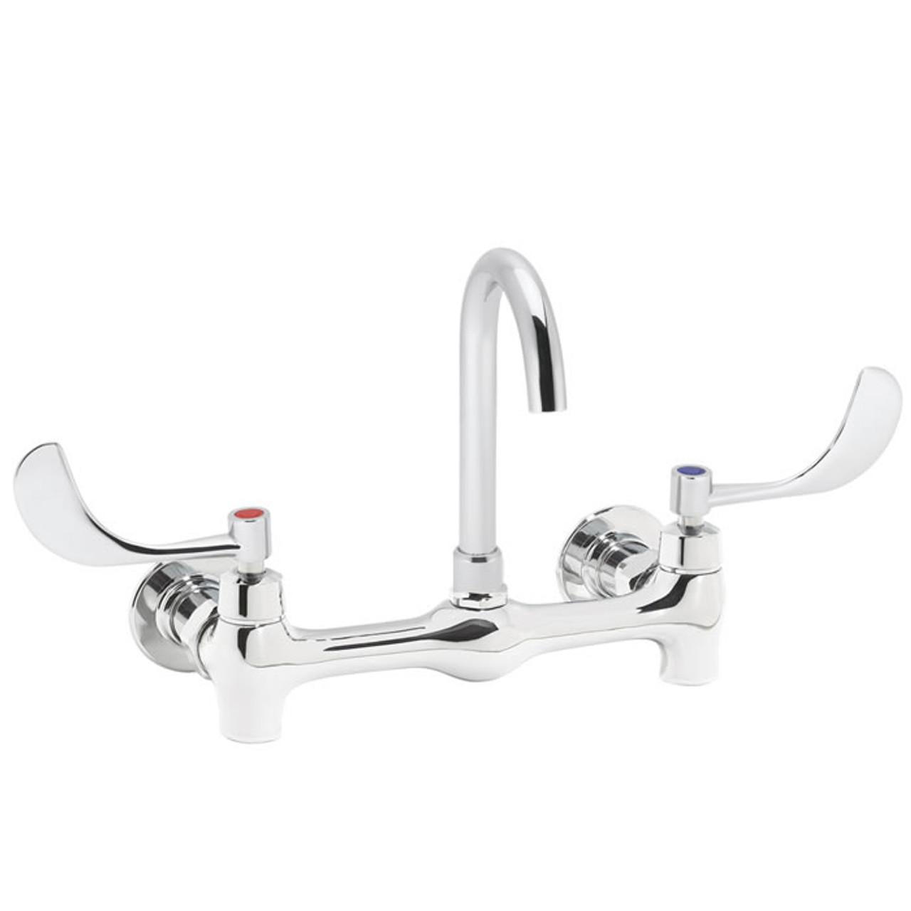 Speakman SC-5744-4-FC - Commander thru/back faucet with 3 3/4-inch deep plain end gooseneck rigid or swivel 2.0 gpm laminar flow control in base of spout with 4-inch wrist blade handles