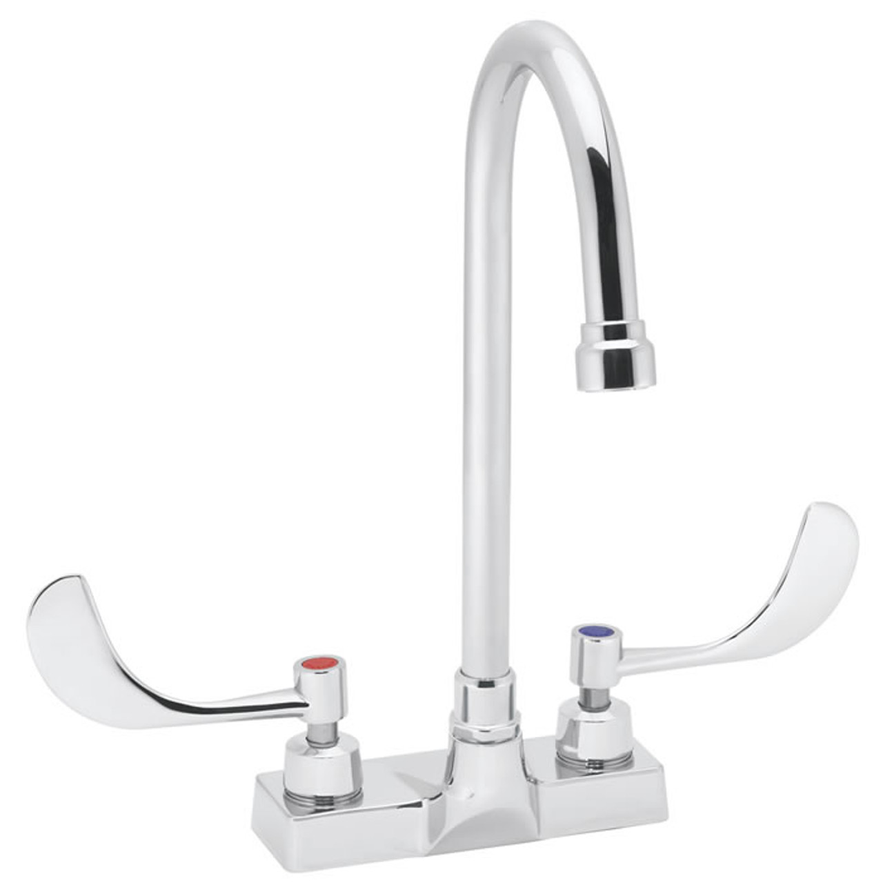 Speakman SC-3084-LD-5 - Commander centerset faucet with 5 1/4-inch deep gooseneck rigid or swivel and 4-inch wrist blade handles
