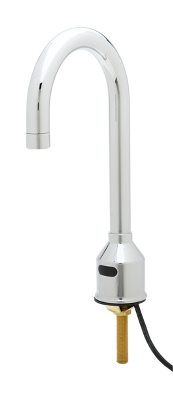 T&S Brass 5EF-1D-DG-4DP - Equip Sensor Fct: Deck Mount, Single Hole, Rigid Gooseneck, 4-inch C/C Deck Plate