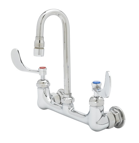 T&S Brass - B-0230-CR-WH4 - 8-inch c/c Wall Mount Base, 1/2-inch NPT Female Inlets, Ceramic Cartridges, 4-inch Wrist Action Handles, 133X