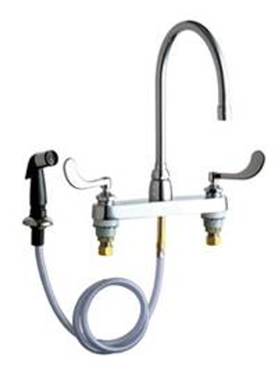 Chicago Faucets - 1102-GN8AE3-317CP - 8-inch Center Deck Mounted Sink Faucet with Side Spray