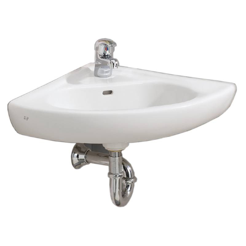 Cheviot 1350-WH-1 WALL MOUNT Corner Sink, White Sink