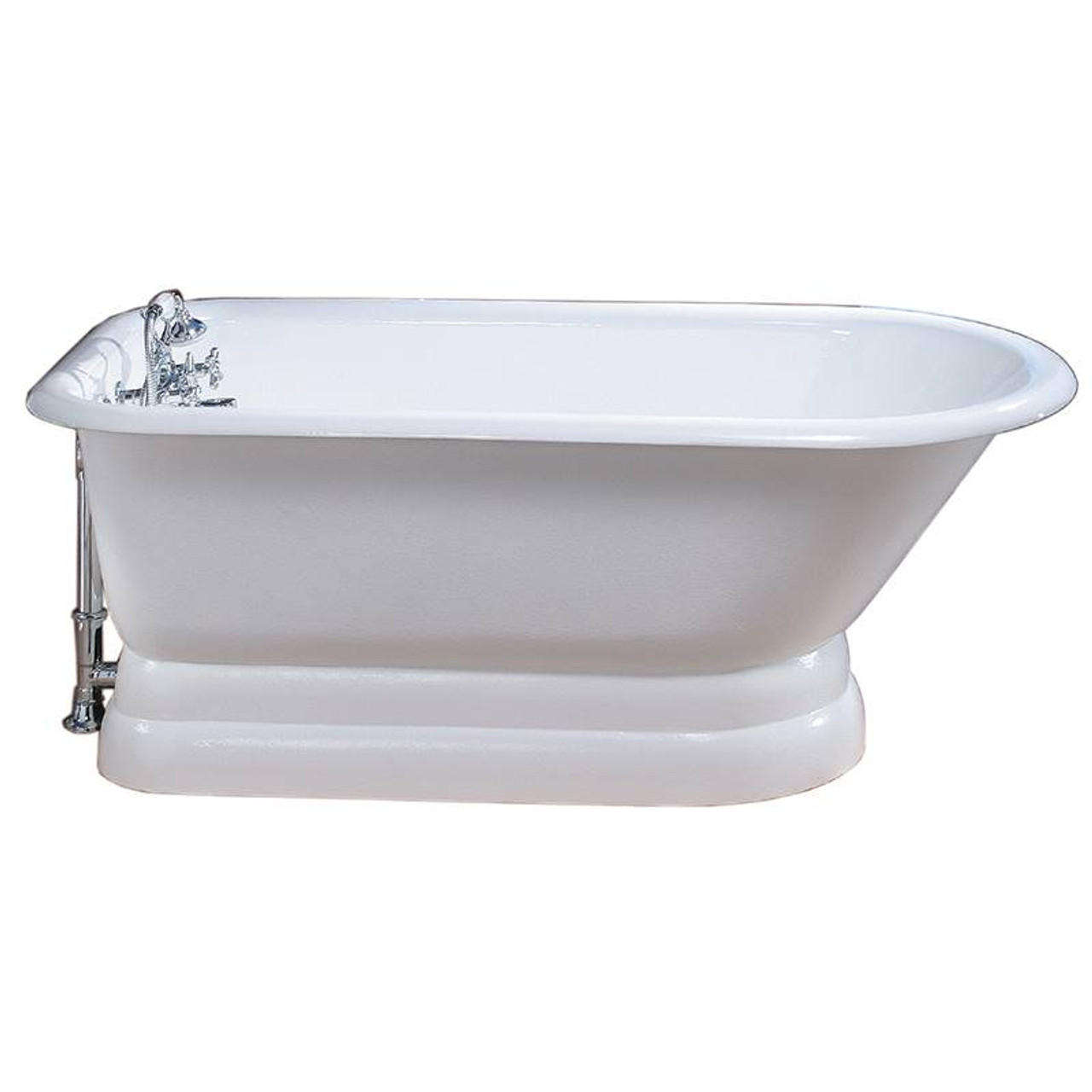 Cheviot 2178-WC-8 TRADITIONAL Cast Iron Bathtub with Pedestal Base, White Interior, Custom Colour Exterior, White Feet Tub