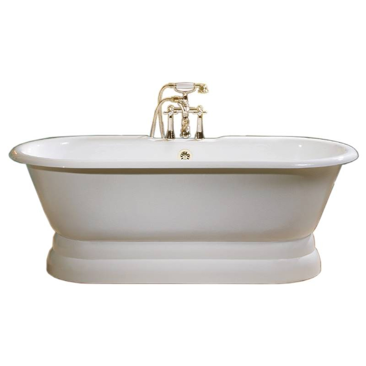 Cheviot 2120-WW-7 REGAL Cast Iron Bathtub with Pedestal Base, White Interior, White Exterior, White Feet Tub