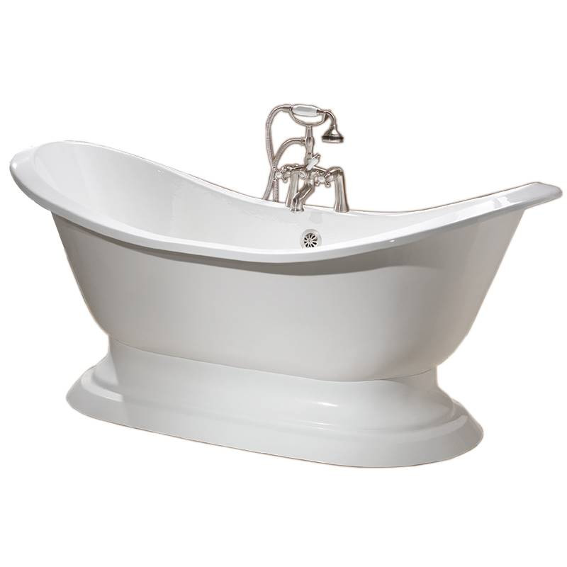 Cheviot 2151-WC-0 REGENCY Cast Iron Bathtub with Pedestal Base, White Interior, Custom Colour Exterior, White Feet Tub