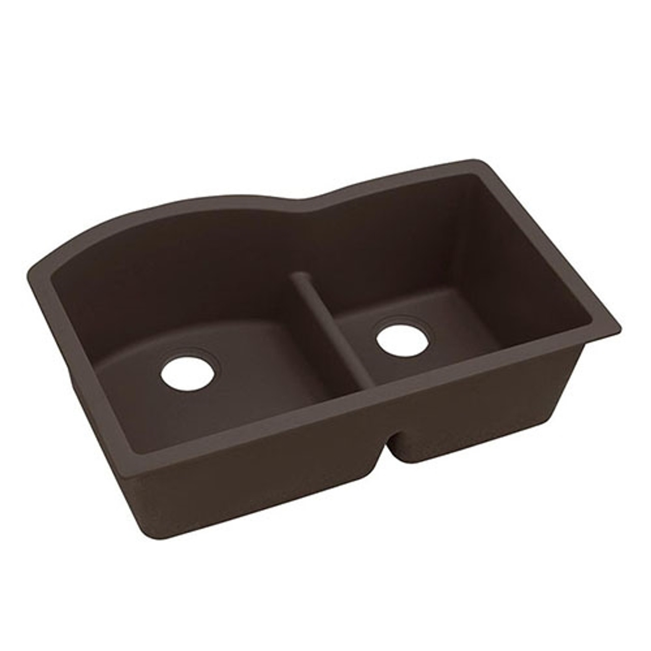 Elkay ELXHU3322RCN0  Quartz Luxe 33" x 22" x 10", Offset 60/40 Double Bowl Undermount Sink with Aqua Divide, Chestnut