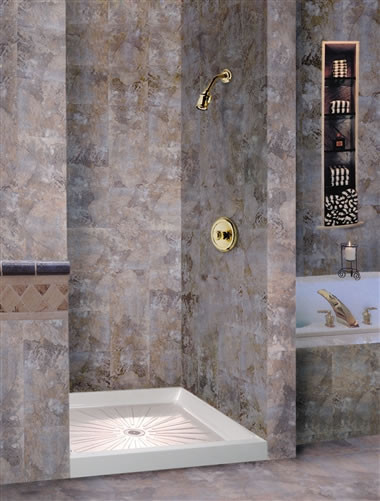 Mustee DURABASE? Square Fiberglass Shower Floor