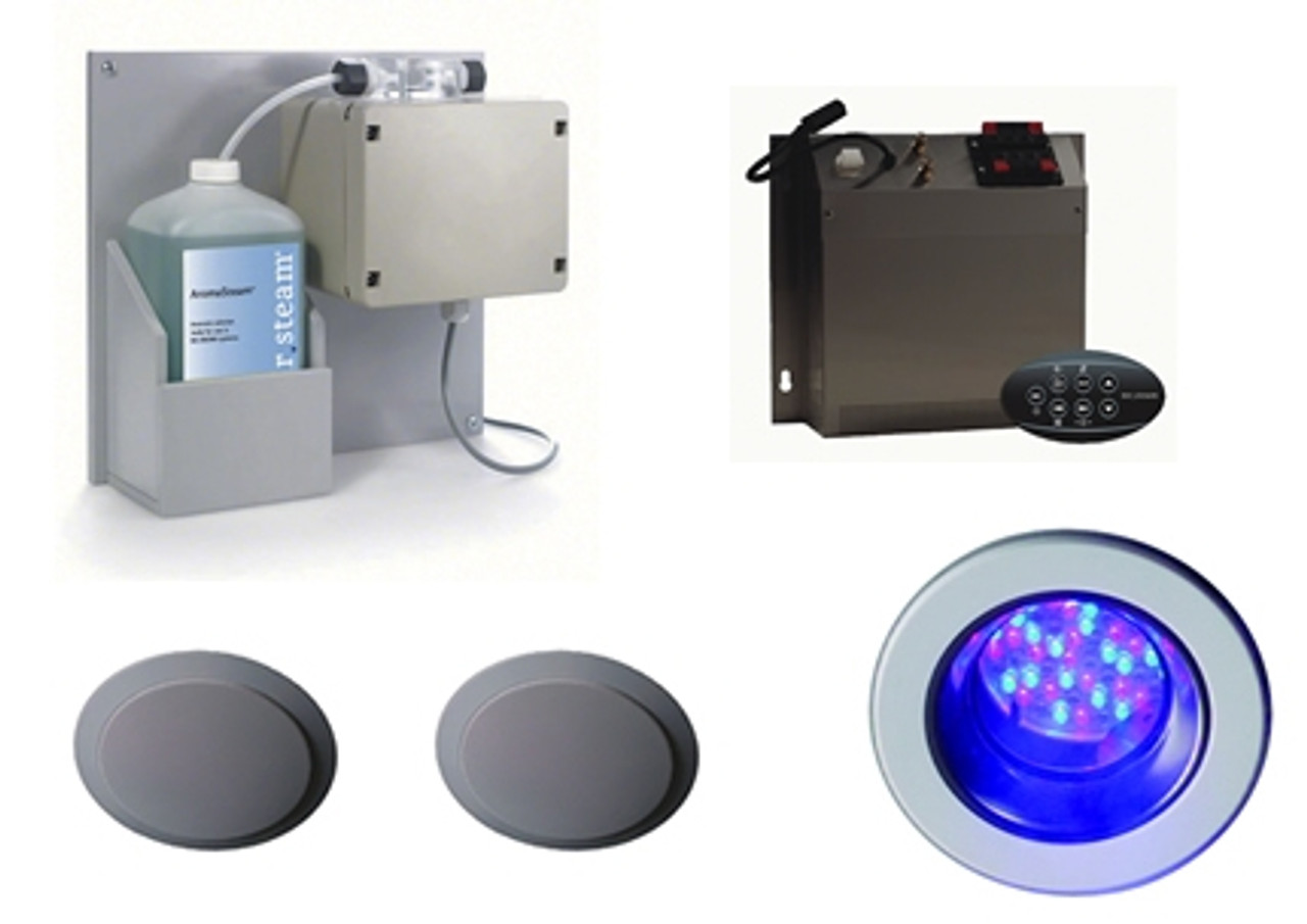 Mr. Steam MS SPA RD - SPA PACKAGE INCLUDES AROMASTEAM SYSTEM, CHROMASTEAM SYSTEM, ROUND IN-SHOWER MUSIC THERAPY SPEAKERS, AUDIO WIZARD WITH INDEPENDENT CONTROL. FOR ALL RESIDENTIAL STEAMBATHS
