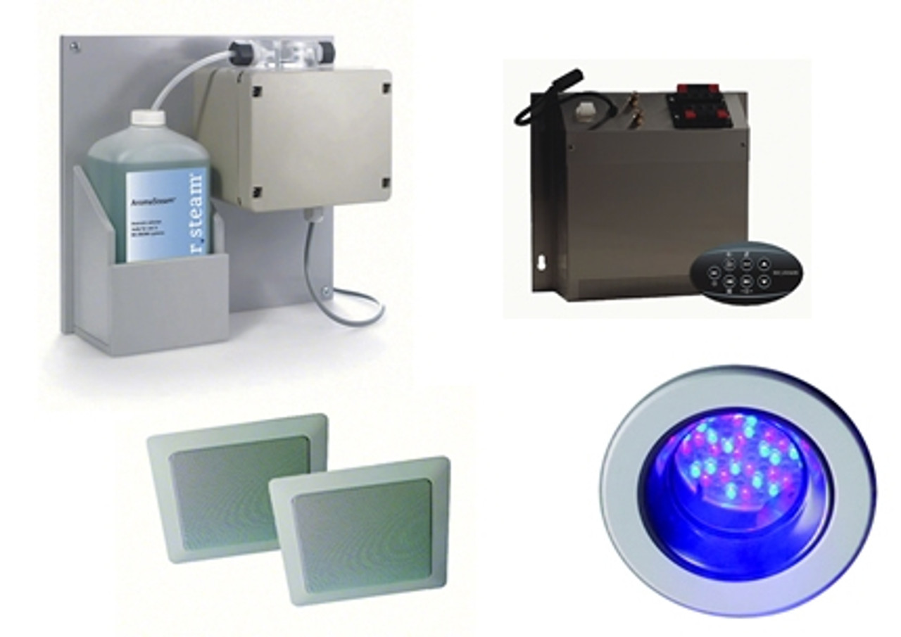 Mr. Steam MS SPA SQ - SPA PACKAGE INCLUDES AROMASTEAM SYSTEM, CHROMASTEAM SYSTEM, SQUARE IN-SHOWER MUSIC THERAPY SPEAKERS, AUDIO WIZARD WITH INDEPENDENT CONTROL FOR. ALL RESIDENTIAL STEAMBATHS