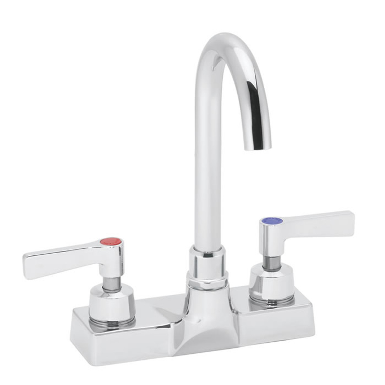 Speakman SC-3082-LD-FC - Commander centerset faucet with 3 3/4-inch deep plain end gooseneck rigid or swivel 2.0 gpm laminar flow control in base of spout and lever handles