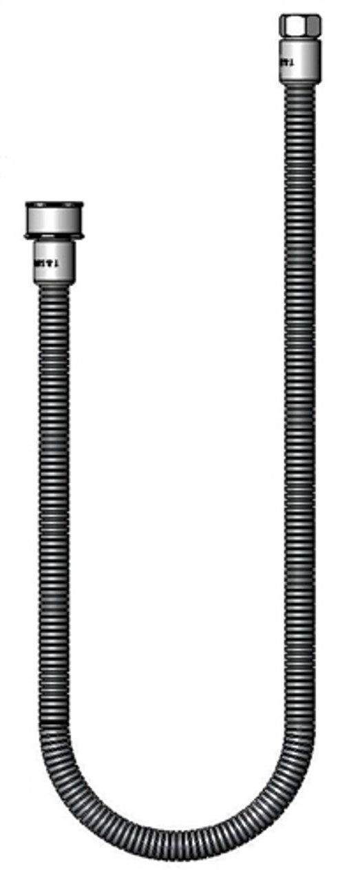 T&S Brass B-0044-H2A-SWV 44" SS Flexible Hose w/ PRSV Swivel (Less Handle)