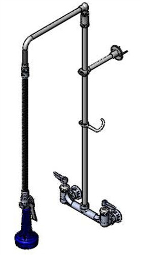 T&S Brass B-2130-CR-B08C - Pre-Rinse, 8-inch Wall Mnt, Overhead Swivel Arm, B-0108-C, Wall Bkt,32-inch Riser, Ceramas