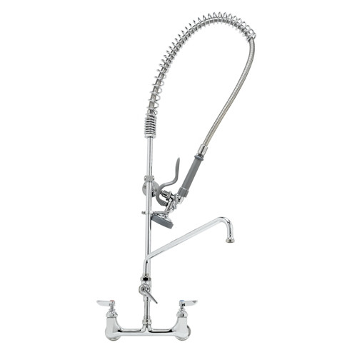 T&S Brass B-0133-ADF16-B - Easyinstall Pre-Rinse Unit: 8-inch Wall Mount, Add-On Faucet, 16-inch Swing Nozzle, Wall Bracket