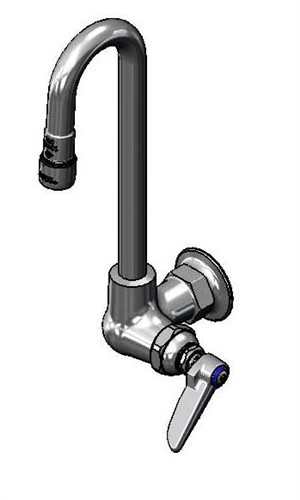 T&S Brass B-0310-119X-WS Single Temp Wall Mt Fct, Eterna, Swivel/Rigid Gooseneck w/ 1.5 GPM Aerator, Lever Handle