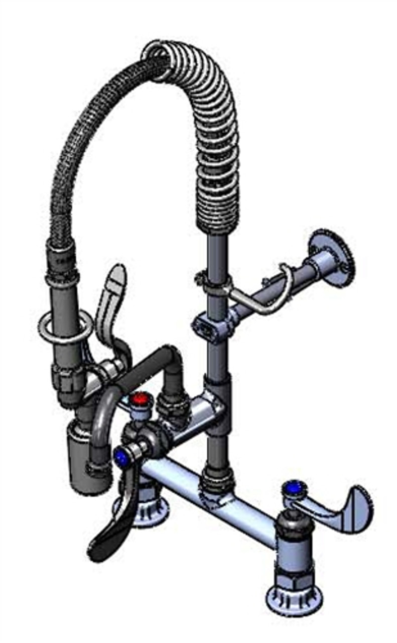 T&S Brass MPY-8DWN-08-CR - Easyinstall Mini-Pru W/ B-0107-C, Ceramas, & 4-inch Wrist Handles