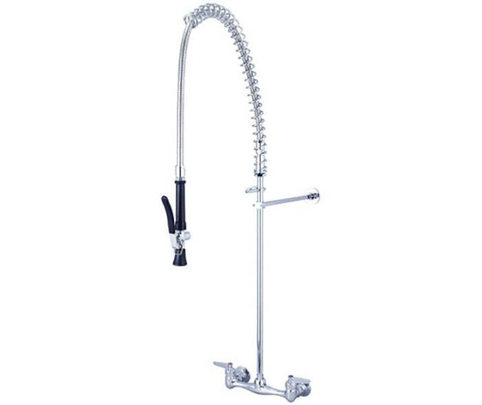 CENTRAL BRASS 0047-ULE60-AD0 TWO HANDLE WALL MOUNT PRE-RINSE FAUCET w/ 6" TUBE SPOUT