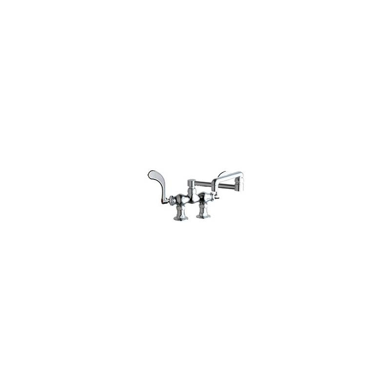 Chicago Faucets - 772-DJ13-317XKABCP - 3-3/8-inch Center Deck Mounted Sink Faucet with Wristblade Handles and Ceramic Quaturn Cartridges