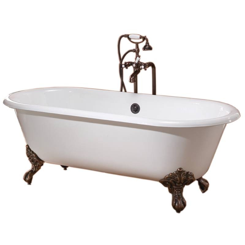 Cheviot 2175-WW-BN REGAL Cast Iron Bathtub, White Interior, White Exterior, Brushed Nickel Feet Tub