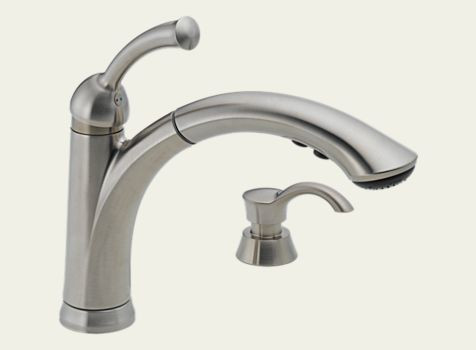 Delta Lewiston: Single Handle Pull-Out Kitchen Faucet With Soap
