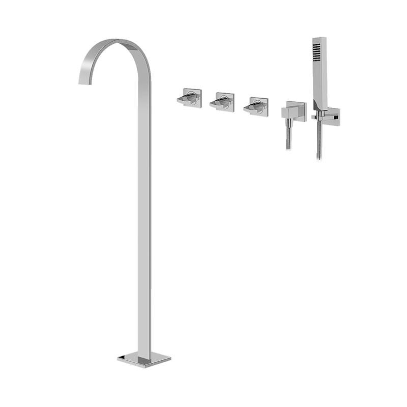 Graff G-1853-C14U-OB Sade Floor-Mounted Tub Filler w/Wall-Mounted Handshower & Diverter, Olive Bronze