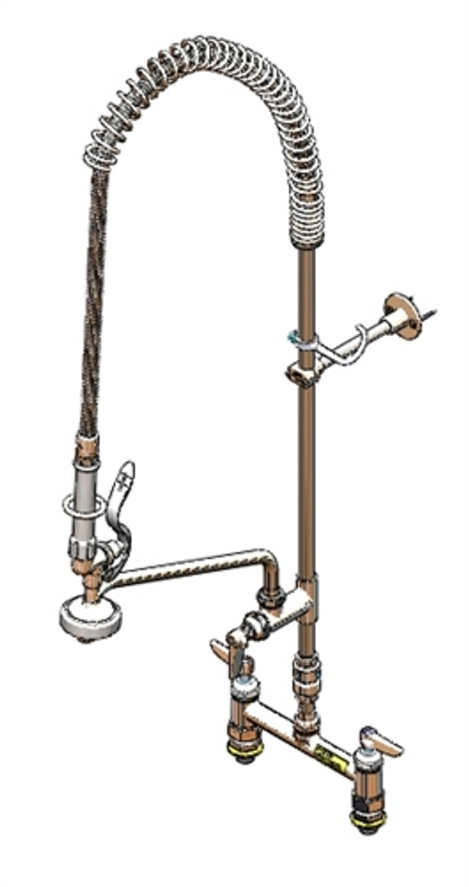 T&S Brass B-0123-12CRCCVB - Pre-Rinse, 8-inchC/C Deck Mount, Add-On Faucet, 00Cc Inlets, B-0107, Vacuum Breaker, Flex Hose