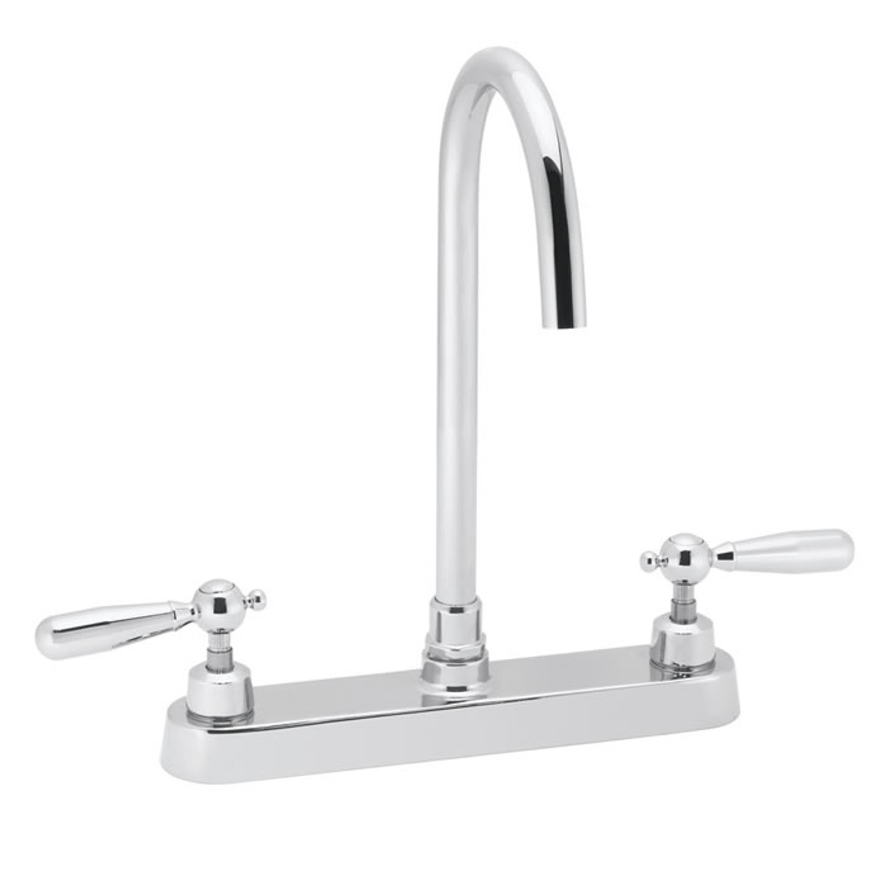 Speakman SC-5722-REV-FC - Commander centerset faucet with 8-inch deep plain end gooseneck rigid or swivel 2.0 gpm laminar flow control in base of spout and revere lever handles
