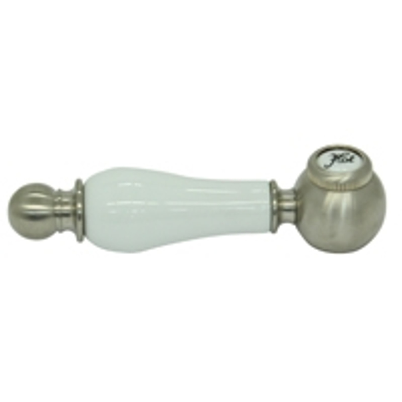Rohl ZZ9736802A-STN Rohl Arcana Ornate White Porcelain Lever Only With "Hot" Screw Cover Cap And M.4 X 40 Screw In Satin Nickel For All Cisal Faucets Except Pressure Balance And
