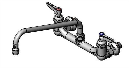 T&S Brass B-0231-EE-A22CR - Double Pantry Faucet, 8-inch Wall Mount, Ceramas, 12-inch Swing Nozzle, 2.2 GPM Aerator, Ee Inlets
