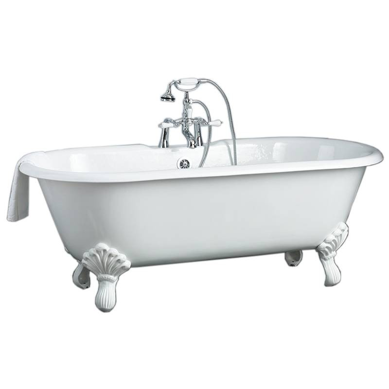 Cheviot 2170-BC-6-CH REGAL Cast Iron Bathtub with Shaughnessy Feet, Biscuit Interior, Custom Colour Exterior, Chrome Feet Tub