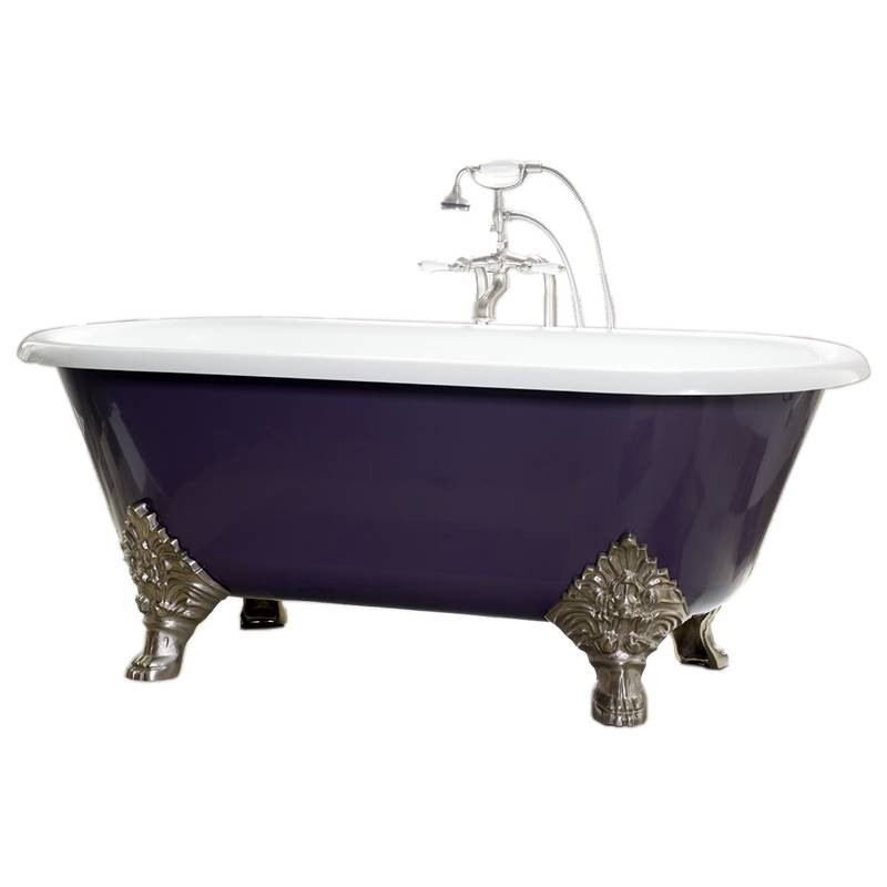 Cheviot 2160-WC-7-PN CARLTON Cast Iron Bathtub, White Interior, Custom Colour Exterior, Polished Nickel Feet Tub