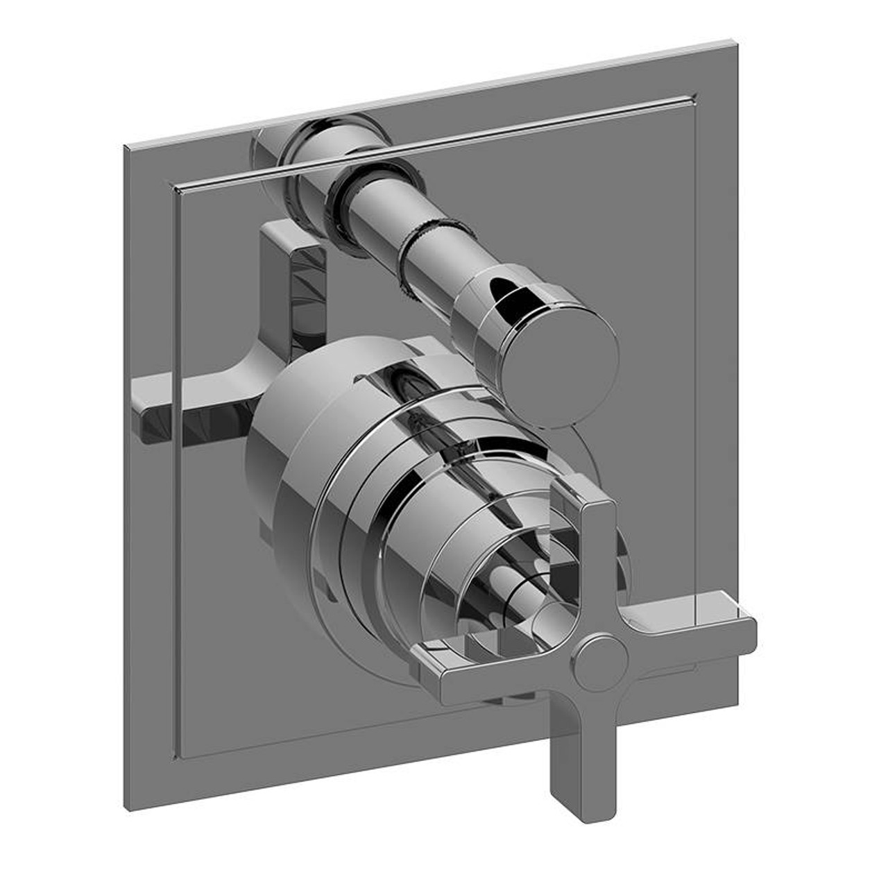 Graff G-7085-C15S-BNi-T Finezza Pressure Balancing Valve Trim with Cross Handle and Diverter, Brushed Nickel